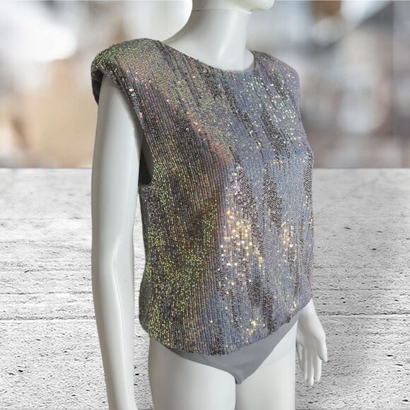 ASTR the Label Sequin Hollywood Bodysuit Gray Party Cocktail Sz M NWT - Picture 4 of 9